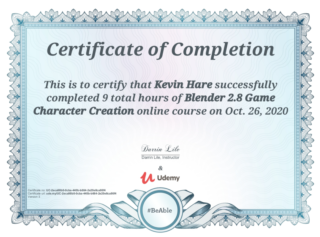 Character Creation certificate