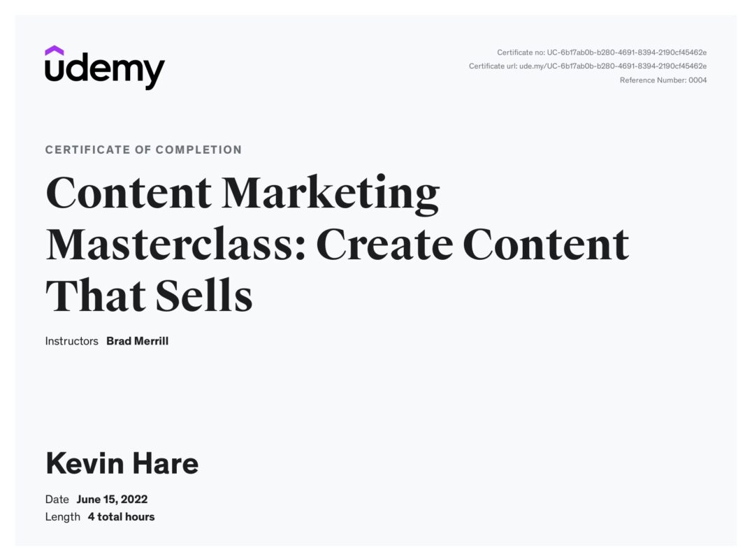 content marketing certificate