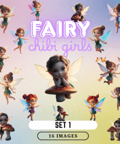 Fairy Chibi Girls Clipart Set 1