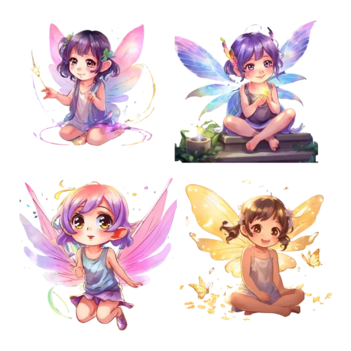 Fairy Chibi Girls Clipart Set 2 - Image 19