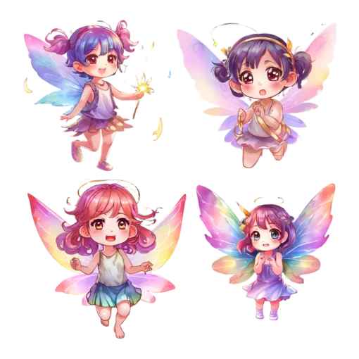 Fairy Chibi Girls Clipart Set 2 - Image 2
