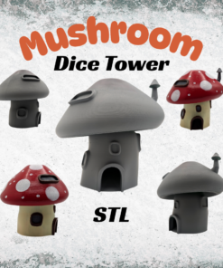 Fantasy Mushroom House Dice Tumbler STL