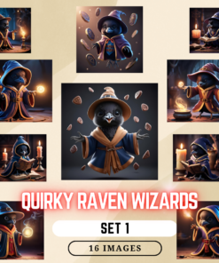 Quirky Raven Wizards Clipart Set 1