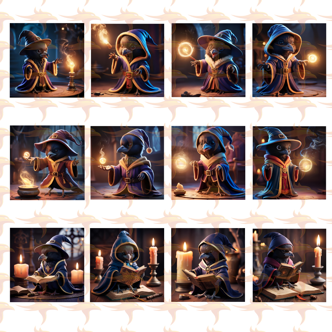 Quirky Raven Wizards Clipart Set 1 - Image 2