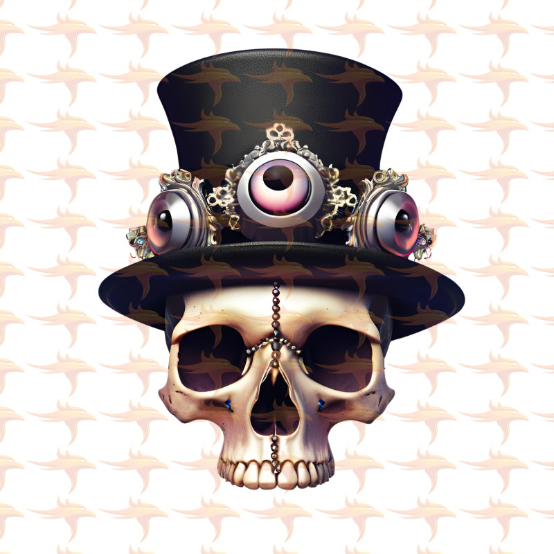 Gothic Skulls With Hats Clipart Set 1 - Image 7