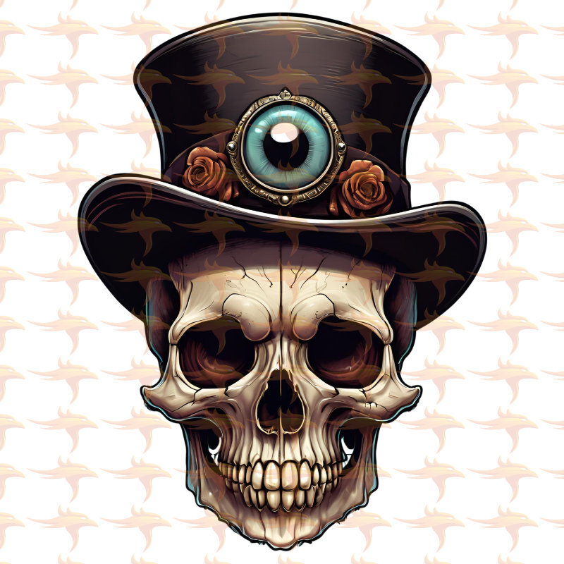 Gothic Skulls With Hats Clipart Set 1 - Image 8
