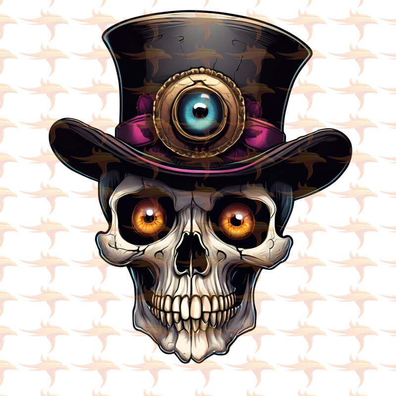 Gothic Skulls With Hats Clipart Set 1 - Image 9