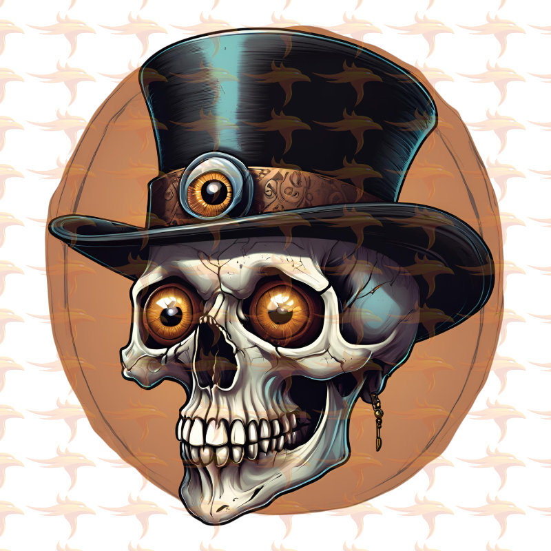 Gothic Skulls With Hats Clipart Set 1 - Image 10