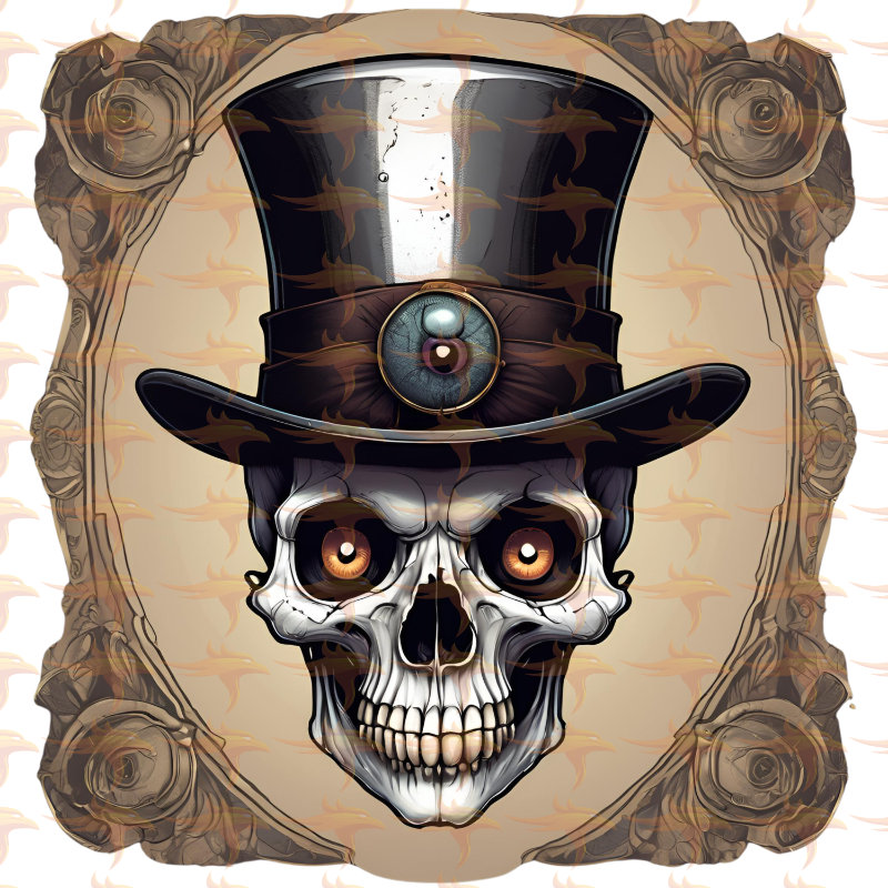 Gothic Skulls With Hats Clipart Set 1 - Image 11