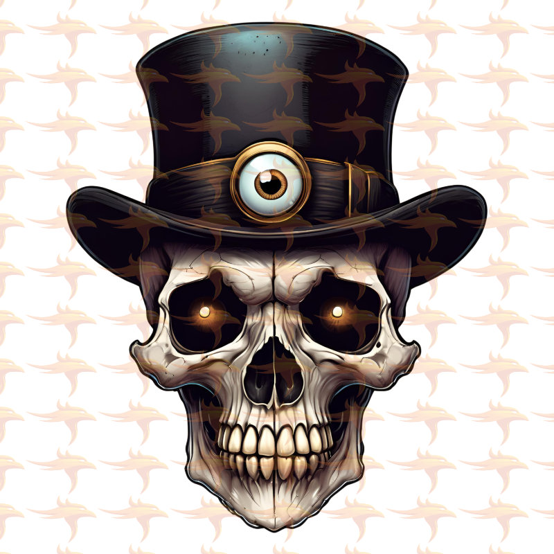 Gothic Skulls With Hats Clipart Set 2 - Image 6