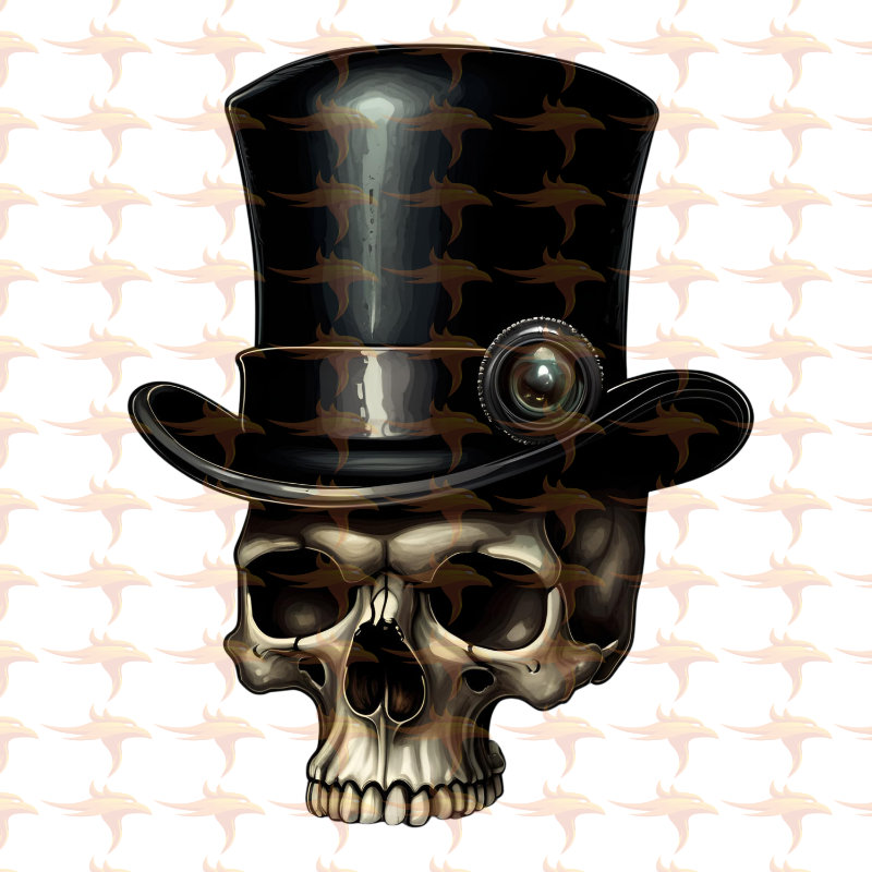 Gothic Skulls With Hats Clipart Set 2 - Image 11
