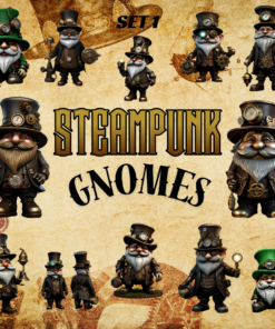 Steampunk Gnomes Clipart Set 1