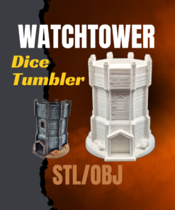 Medieval Watch Tower Dice Tumbler STL/OBJ