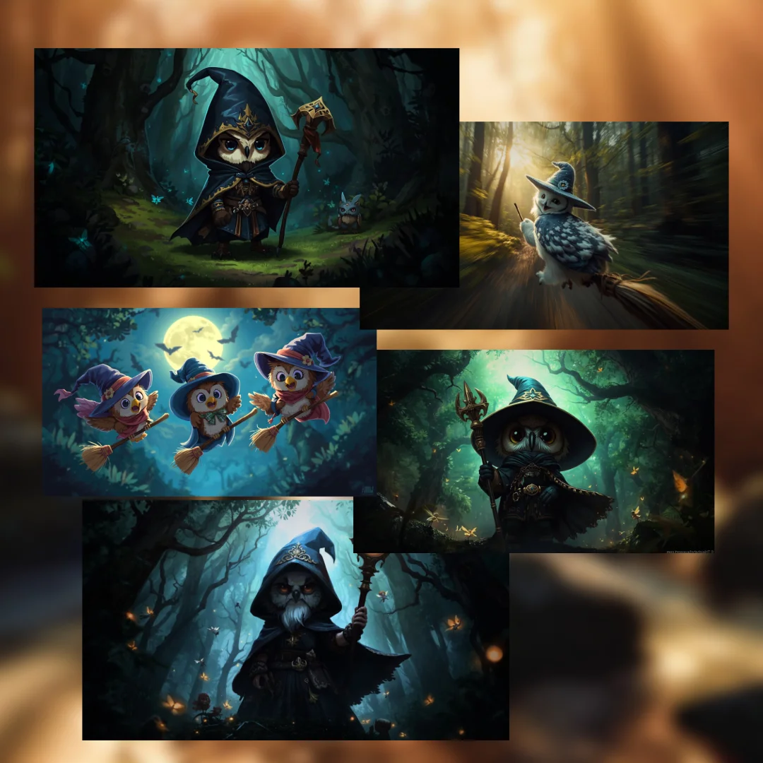 Baby Owl Wizards Digital Wallpapers - Image 12