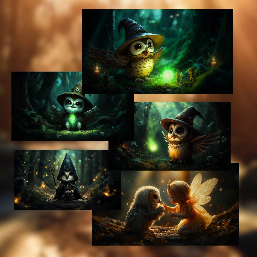 Baby Owl Wizards Digital Wallpapers - Image 5