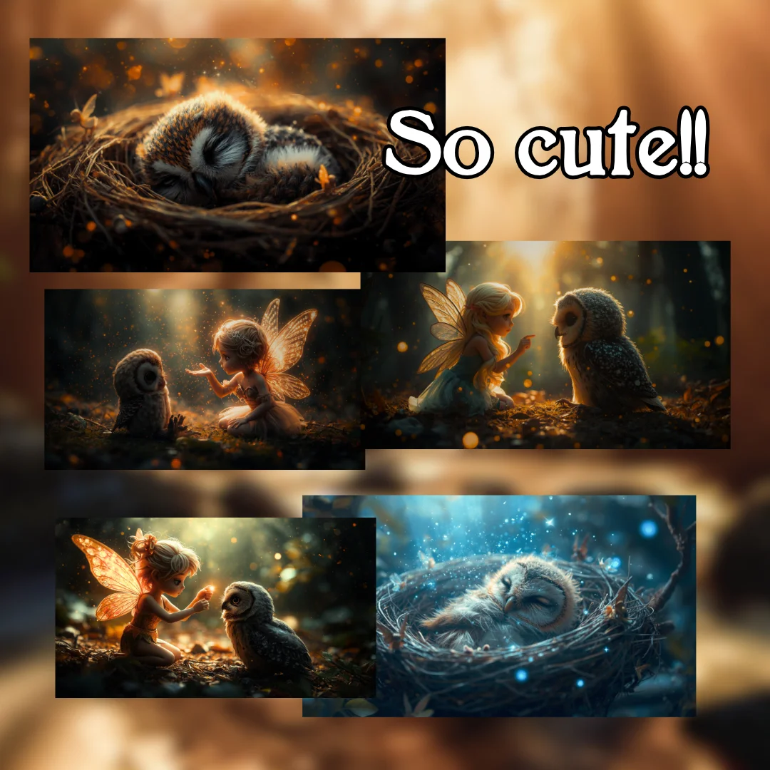 Baby Owl Wizards Digital Wallpapers - Image 2