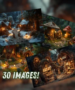 Bunny Village Diorama Digital Wallpapers