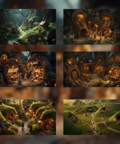 Alternative view of Bunny Village Diorama Digital Wallpapers