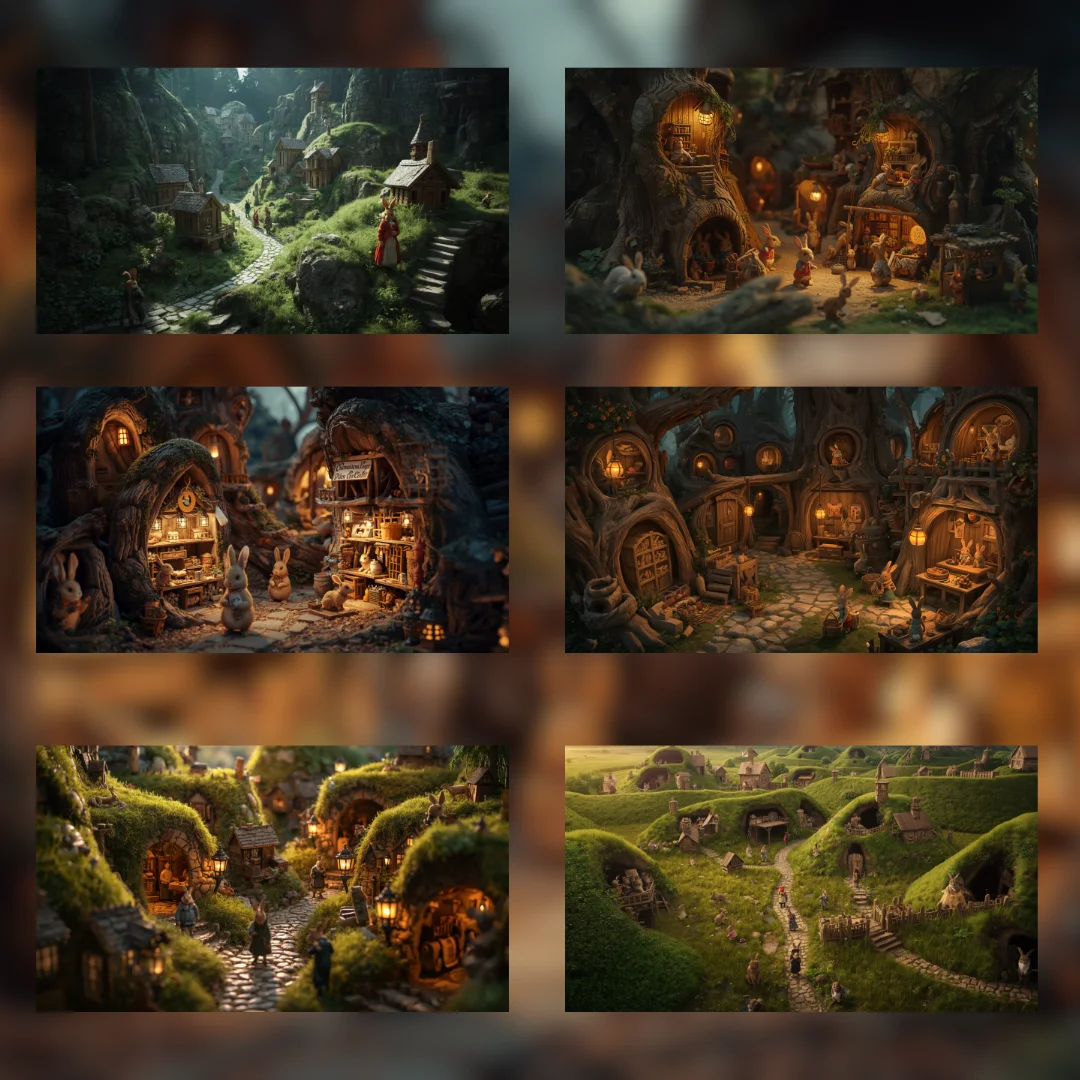 Bunny Village Diorama Digital Wallpapers - Image 2